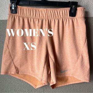 NIKE Women's XS Dri Fit Dry Attack Gym Training Shorts 5" Orange Peach Grey